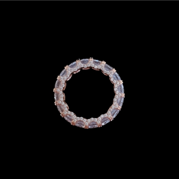 Soild Sterling silver rose gold plated engagement ring and wedding band set - Picture 12 of 16